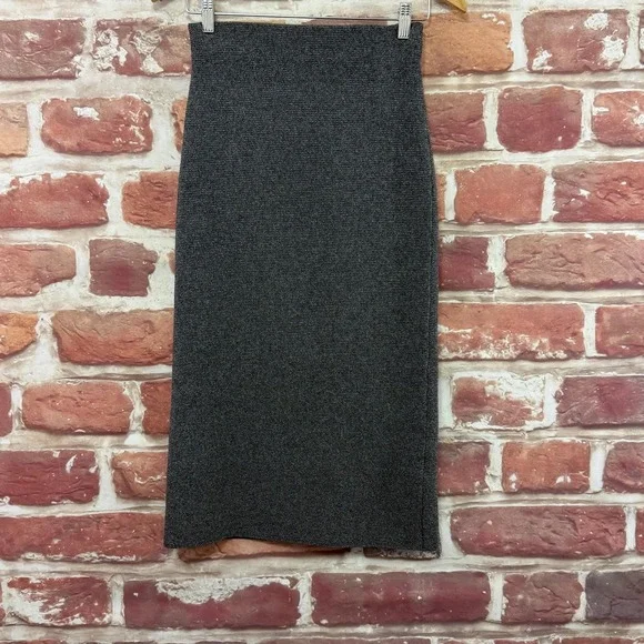 Anthropologie Current Air Skirt Women's XS Black White Knit Ribbed Stretchy Midi - Picture 4 of 8